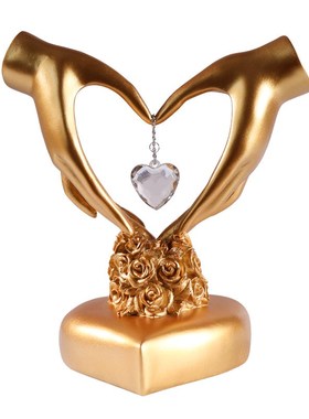 北欧心心相连摆件橱窗电视柜装饰品 创意轻奢比爱心情侣婚庆礼品