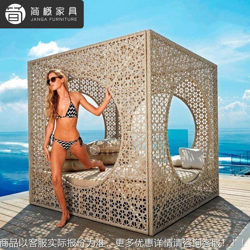 休闲别外墅露台躺花床户庭院园724宿藤编方形沙发床网红鸟巢民沙,住宅家具,户外沙发,淘宝优惠券,粉丝福利购,淘宝优惠卷