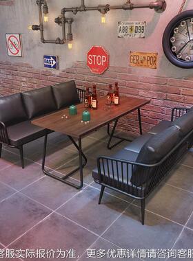 工业咖啡厅西餐餐厅铁艺沙发音主题餐吧酒吧清吧20220307卡座风桌