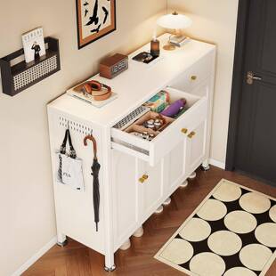 钢制鞋柜家用门口带抽屉收纳柜一体大容量靠墙玄关入户楼道外鞋架