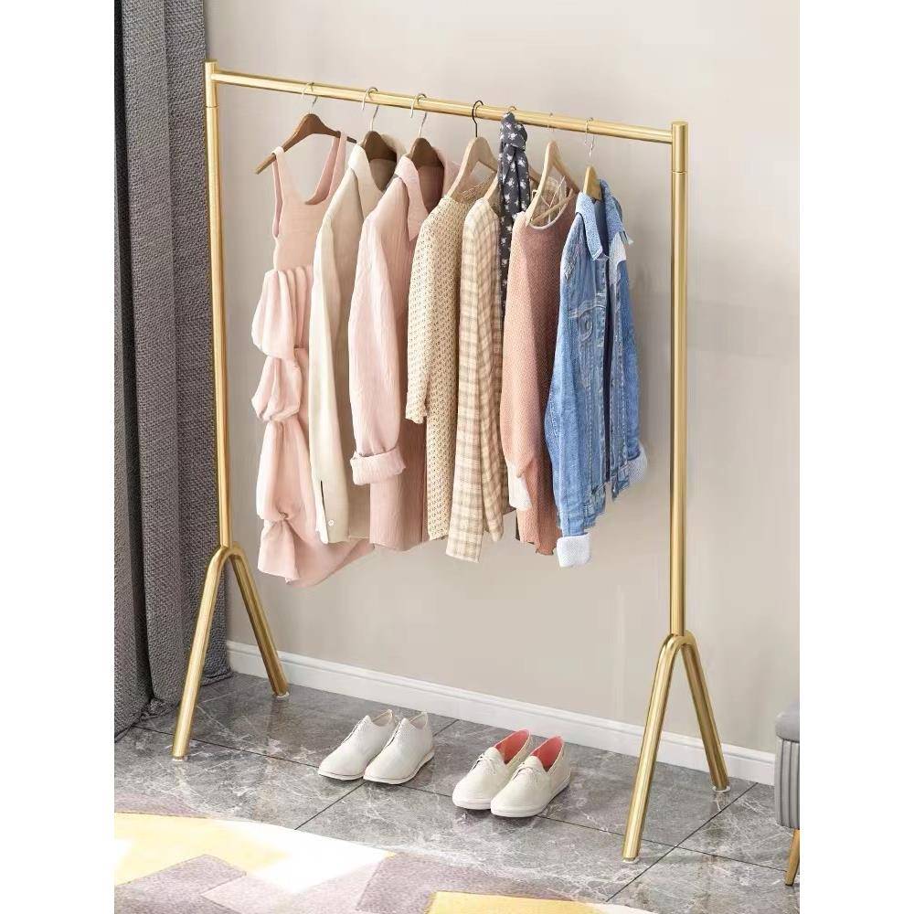 服装店简约专用展示架直播间金色落地架晾凉童装挂衣架 铁艺货架