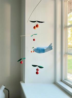 和平鸽樱桃鸟平衡风铃丹麦Flensted Mobiles悬挂吊饰儿童房挂件