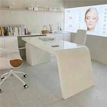 创意办公桌时尚美容洽谈桌医美咨 咨询桌欧美简约现代白色烤漆面