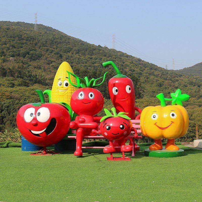 仿真卡通水果蔬菜玻璃钢草莓南瓜雕塑生态园林农场丰收节装饰摆件
