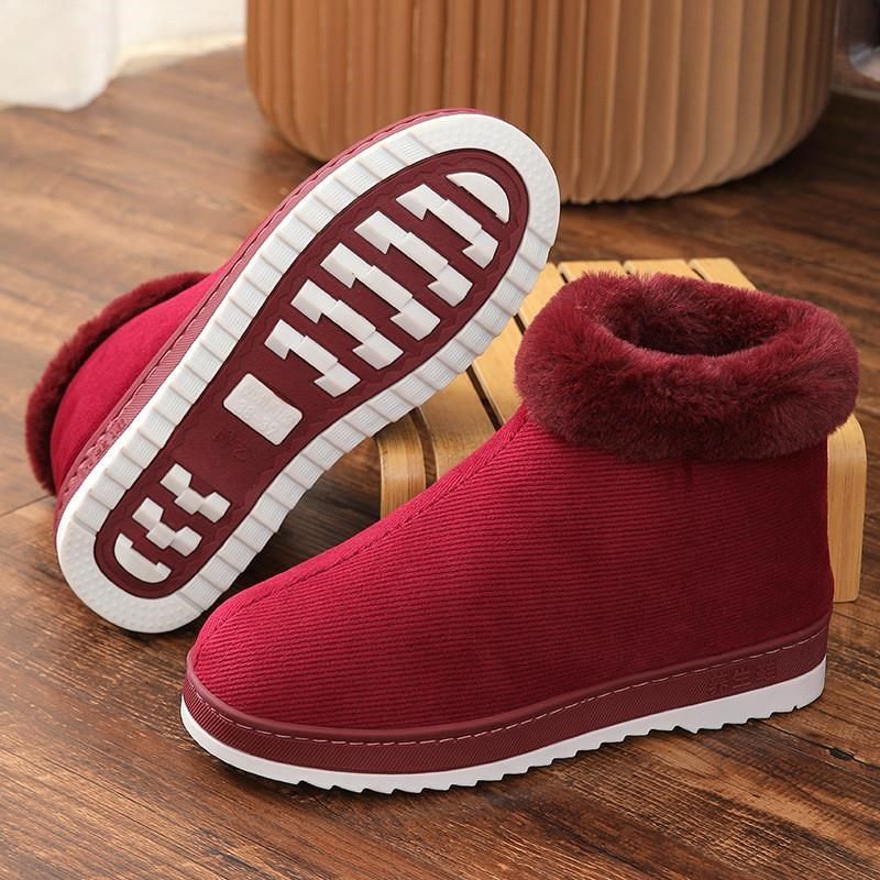 冬季加绒加厚手工棉鞋女防滑保暖高帮老年人棉拖鞋男士居家鸡婆鞋