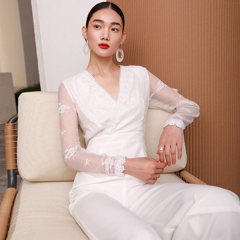 2024新款女夏连体裤显瘦高级感前无袖条纹显高T个长款阔腿直筒裤