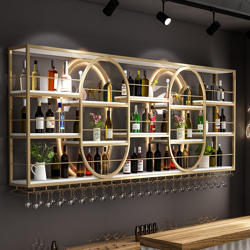 吧台红酒架子展示架壁挂式餐厅墙上白酒酒柜靠墙工业风酒架置物架