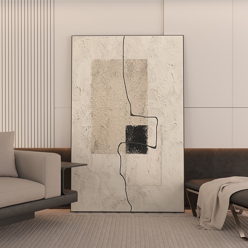 现代简约客厅画沙发背景墙装饰画抽象线条入户玄关挂画侘寂风壁画