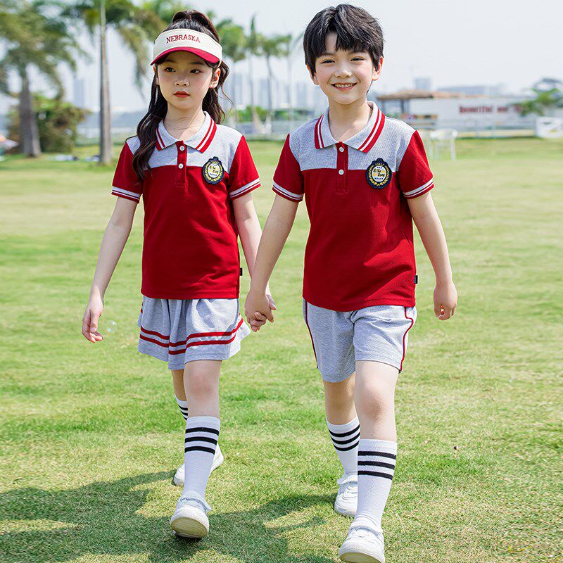 校服套装小学生夏季英伦风儿童班服酒红色幼儿园园服春秋款三件套