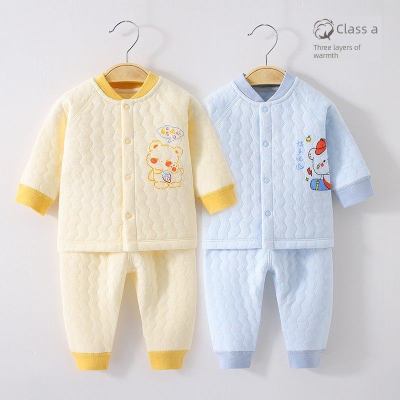 新生婴儿服装保暖内衣套装,纯棉无骨秋冬秋装,长裤两件套服装基础
