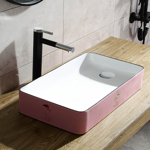 侧边下水洗手盆阳台陶瓷洗脸盆洗衣机上左右下水长方形台上盆家用