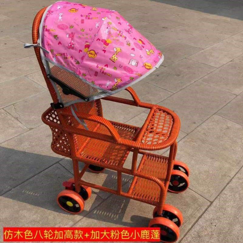 推车竹编夏天宝宝藤编小孩婴儿小推车儿童仿竹藤藤编藤椅轻便童车