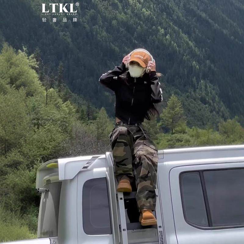 迷彩工装裤女款2024新款军绿色冲锋裤小个子秋款防水登山裤女春秋