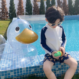 儿童泳衣夏季长袖分体式帅气泳装男童防晒新款韩版游泳套装中小童