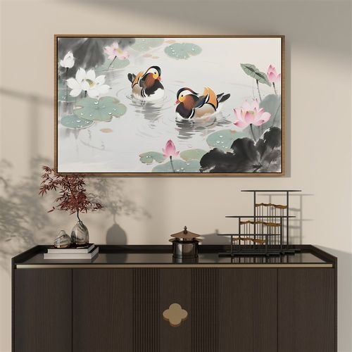 鸳鸯戏水国风爱情象征夫妻婚房间装饰玄关送新人卧室床头温馨挂画