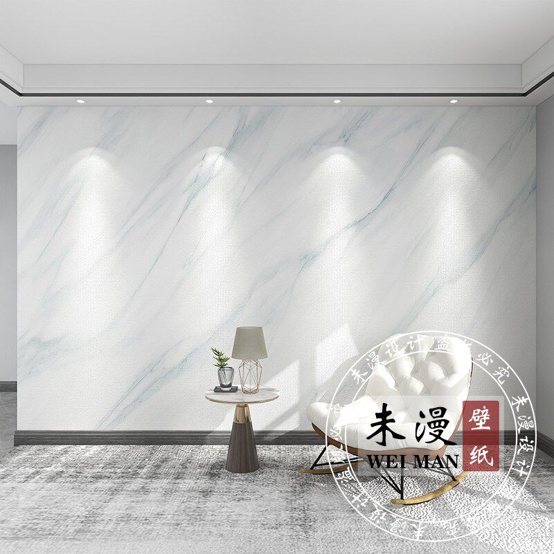 电视背景墙墙纸简约鱼肚白壁纸客厅大理石纹影视墙布沙发装饰壁画