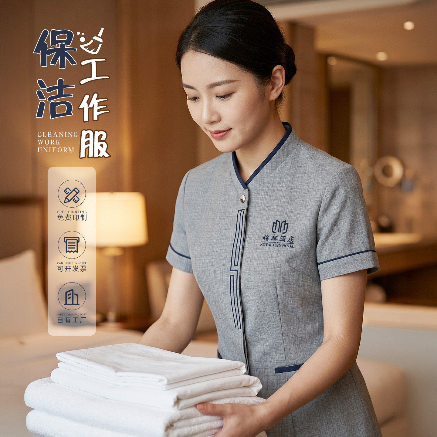 物业酒店保洁工作服短袖