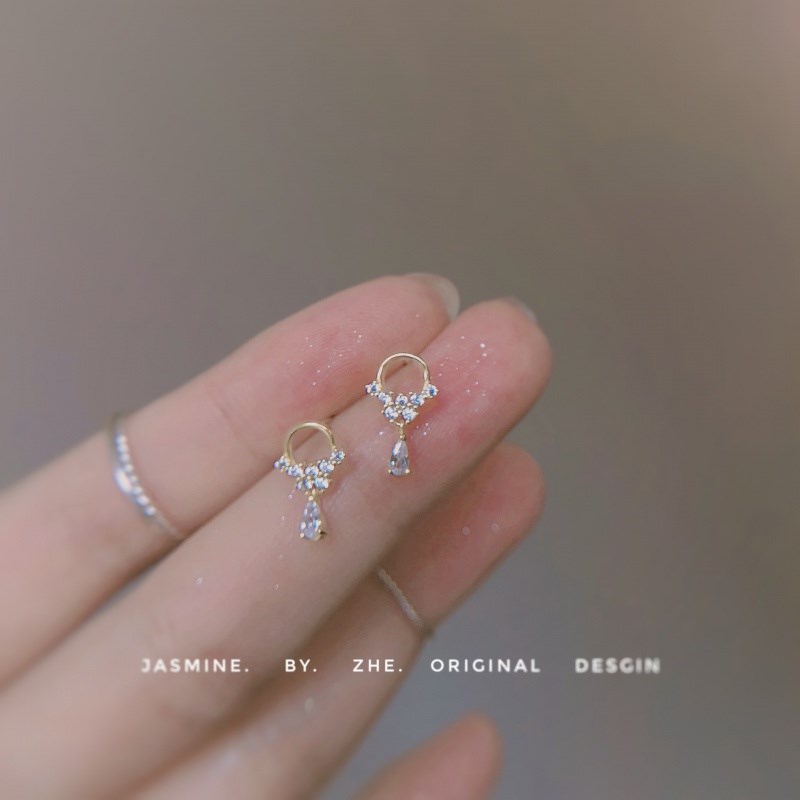 srrmhyn银小水花耳钉女法式精致高级感轻奢气质清新夏耳饰耳环
