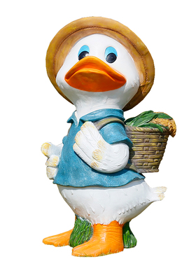 花园摆件树脂别墅鸭子花盆花缸雕塑室外庭院幼儿园卡通动物装饰品