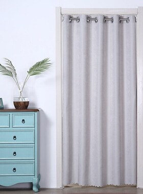 宫薰布艺门帘夏季隔断帘空调卫生间试衣间遮光免打孔灰色120*200c