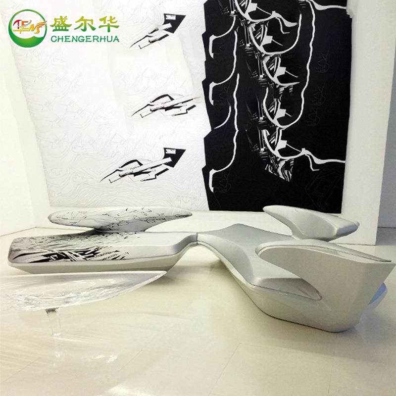 创意玻璃钢家具定制软包面休闲座椅扎哈月亮异形沙发酒店商务接待
