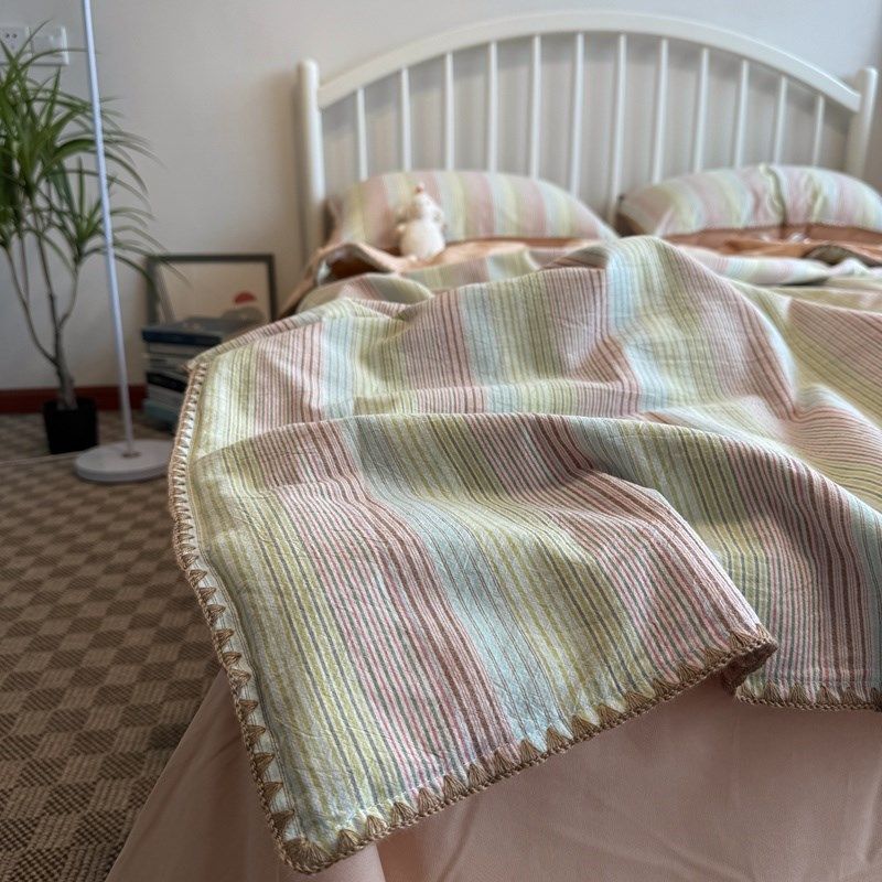 夏季可机洗全棉色织夏凉被四件套纯棉空调被芯薄被子单人学生宿舍,床上用品,化纤被,淘宝优惠券,粉丝福利购,淘宝优惠卷