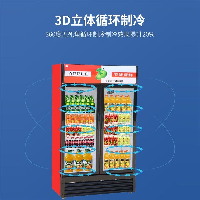 饮料展示柜商用冷藏啤酒柜双门立式风冷便利店水果蔬菜保鲜节能