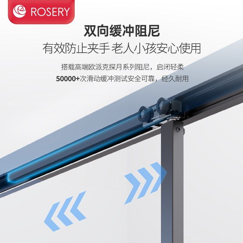 玫瑰岛缓冲一字型单移门干湿分离卫生间玻璃隔断淋浴房定制DD1