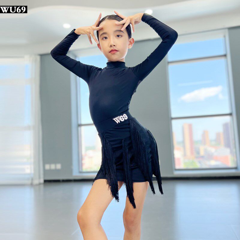 新款儿童拉丁舞练功服女高级舞蹈训练服装少儿P表演拉丁舞服女秋