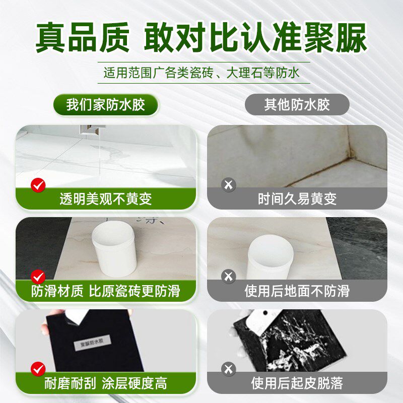 透明防水胶化妆室免砸砖防水渗透剂聚脲涂料瓷砖裂缝渗水补漏材料