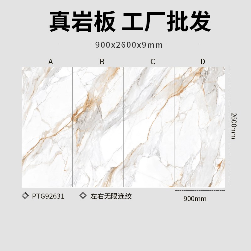 卡拉卡塔金岩板电视背景墙900x2600I客厅沙发现代简约大理石大板