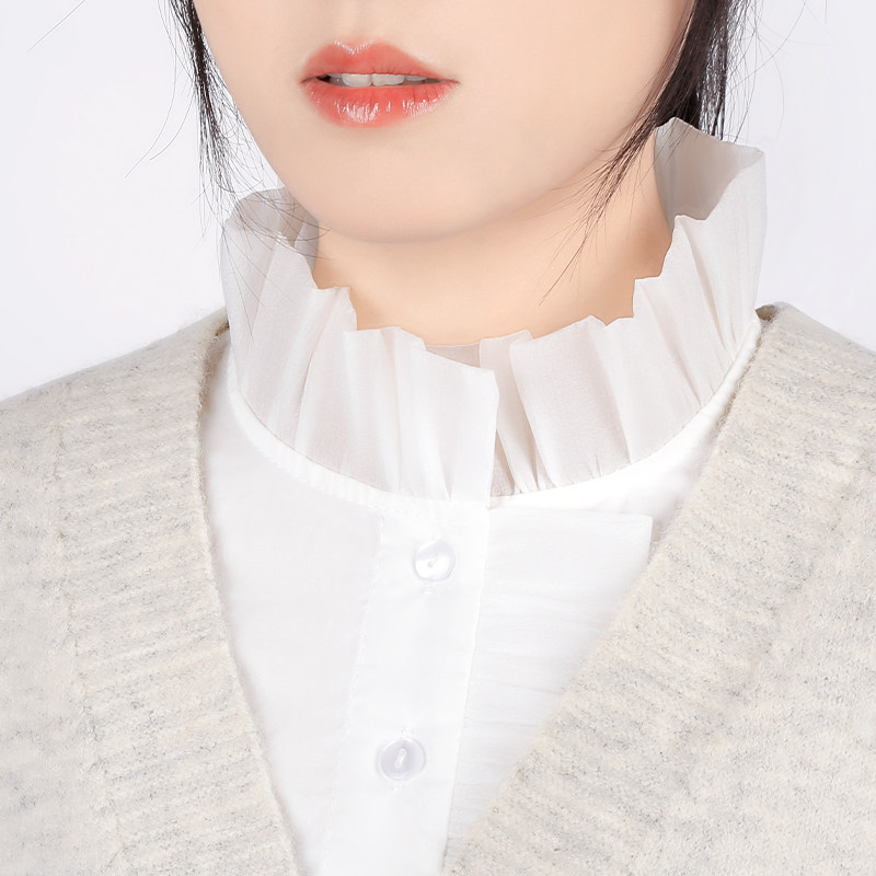气质白色假e领子女高档木耳花边百搭打底假领衬衣领秋冬毛衣装饰