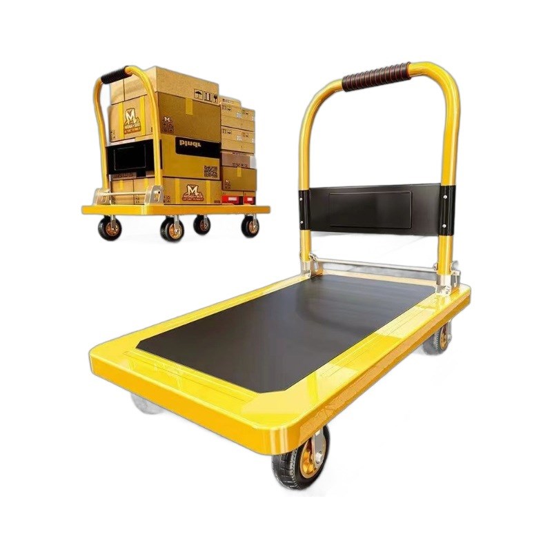彩色钢板手推车拉货小推车搬运车平板车折叠静音家用拉车四轮