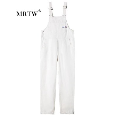 白色牛仔背带裤女2024春秋新款网红G宽松减龄显瘦直筒阔腿连体长