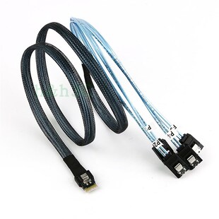 0.5米Slim SAS4.0 SFF8654转SATA3阵列卡1分4MINI SAS线38P-4*7P