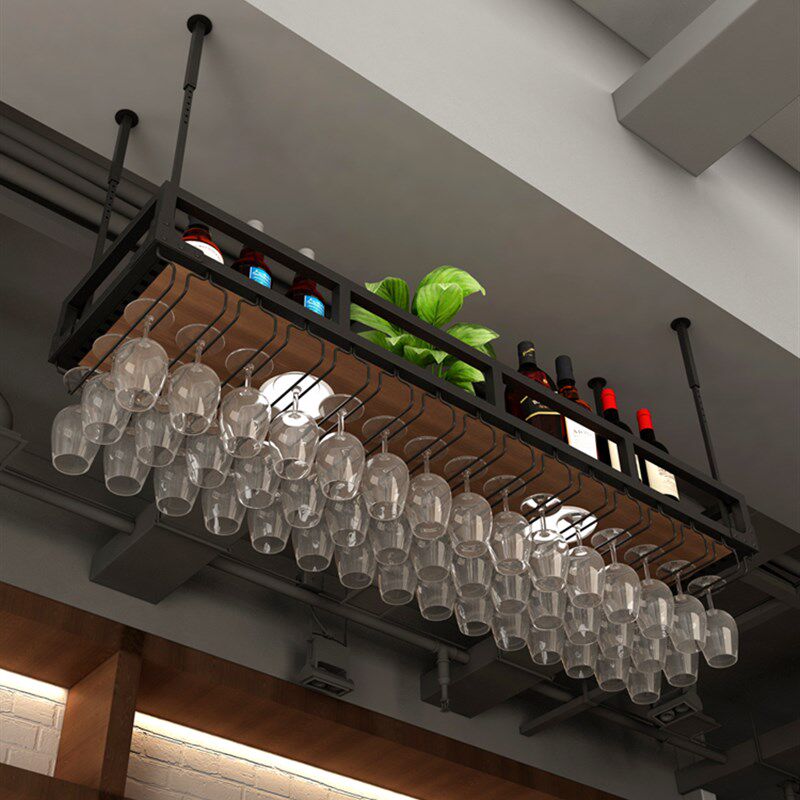 酒吧悬挂倒挂h红酒杯架吧台吊架酒瓶置物架吊柜家用高脚杯水杯挂