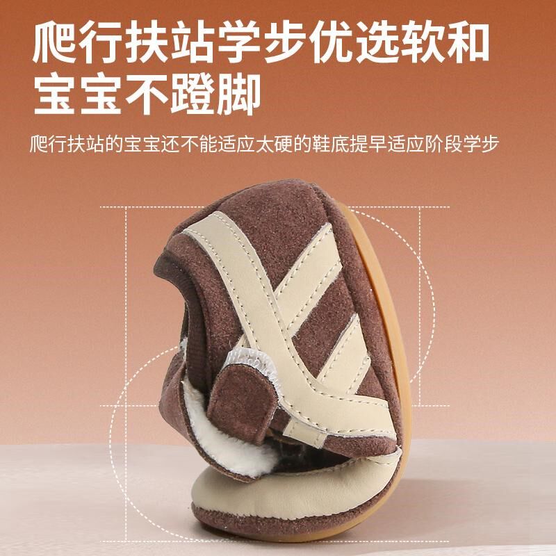 秋冬新款宝宝学步鞋棉鞋6-12个月周岁婴儿鞋子软底婴幼儿保暖加绒