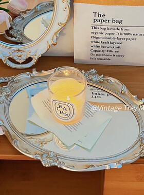 法式复古镜子托盘ins风客厅摆件首饰展示收纳盘网红装饰拍照道具