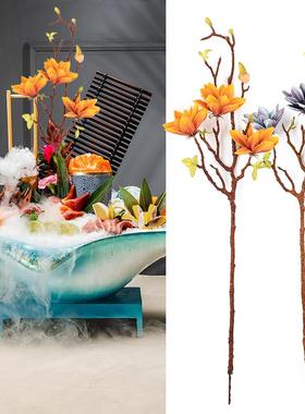 刺身摆盘装饰插盘花草仿真玉兰花海鲜姿造摆盘装饰摆件小摆件