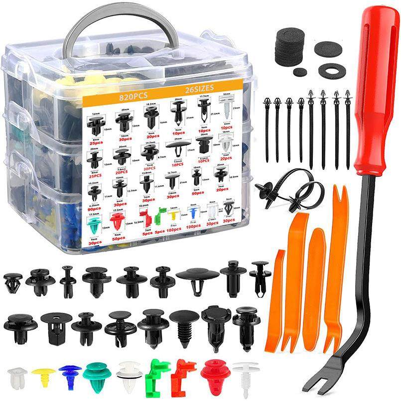 925PCS盒装卡扣汽车车身通用紧固件铆钉挡泥板膨胀螺丝汽车卡扣