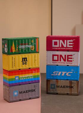 复古工业风货柜迷你小型集装箱模型摆件收纳盒子桌面微缩储物铁盒