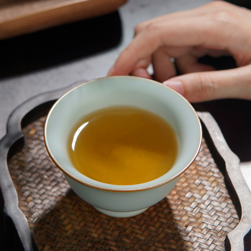 汝窑压手杯主人杯单杯茶碗大号景德镇茶杯陶瓷汝瓷品茗杯茶盏青瓷