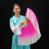 真丝舞蹈扇子跳舞扇广场舞健身秧歌扇子一尺胶州牡丹花扇表演扇子