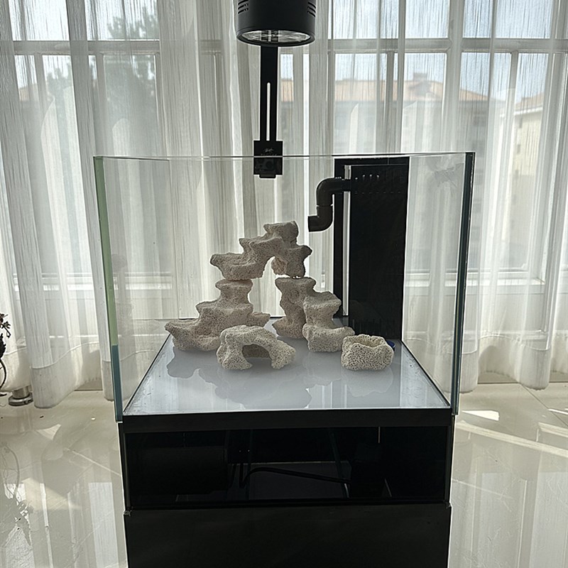 DIY蚂蚁海水缸40CM玻璃一体桌面底滤海水珊瑚鱼缸