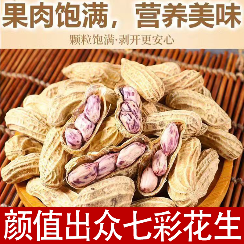 2025新货七彩花生新鲜晒干带壳花生米皮薄易剥自然成熟粒粒饱满