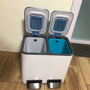 厨房分类垃圾桶大号带盖脚踩家用干湿分离不锈钢双桶防臭24L 新款