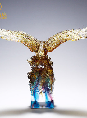 老鹰摆件琉璃工艺品办公室装饰品送领导公司开业乔迁商务礼品