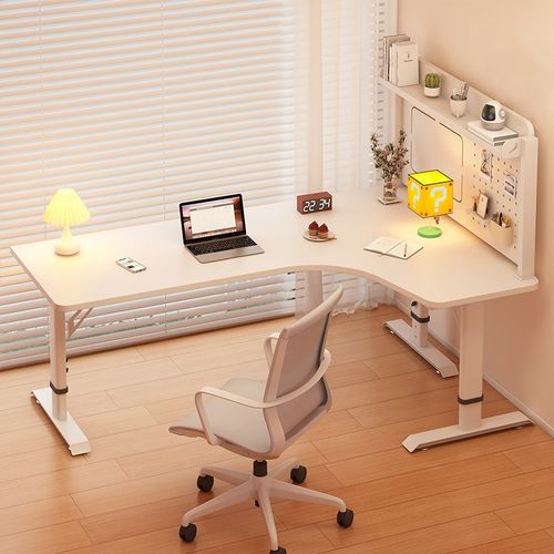 L型转角书桌家用卧室台式电脑桌子办公桌可升降拐角洞洞板学习桌