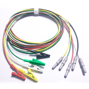 肌电图导连线 全绝缘夹式电极 鳄鱼夹 肌电 脑电电极线DIN1.5mm