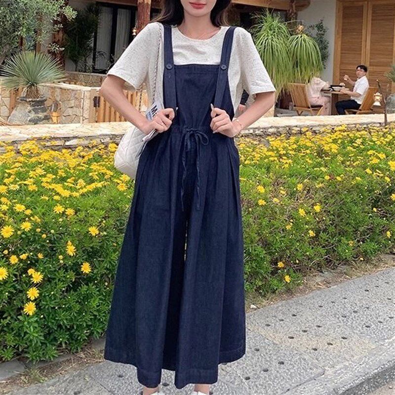 特大码300斤减龄气o质高级感背带长裤女夏季显瘦宽松阔腿薄款裙裤